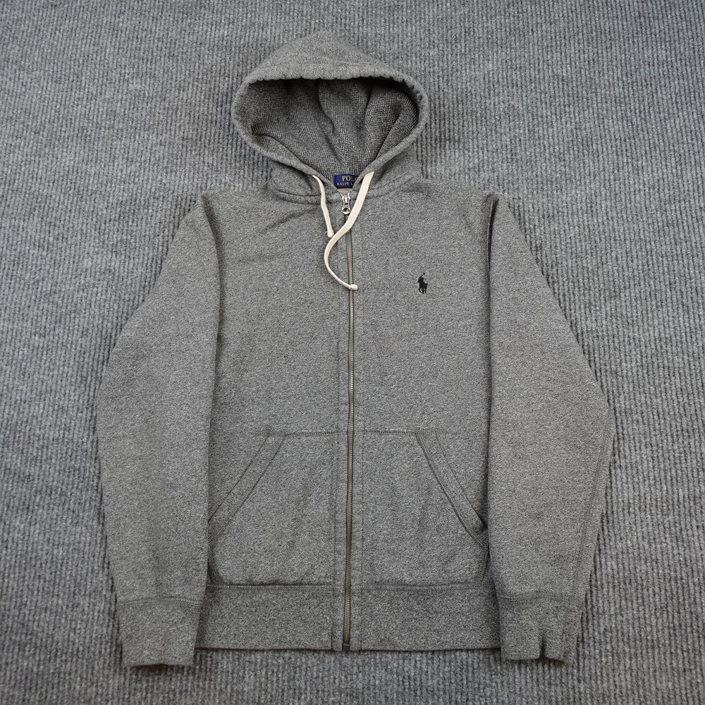 Polo Ralph Lauren Hoodie Mens Small Gray Fleece Full Zip Sweatshirt Pony Logo